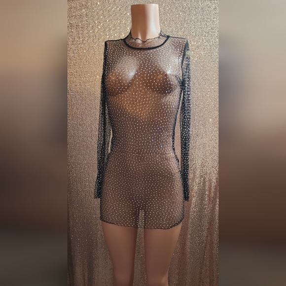 Dresses & Skirts - Black Sheer Stone Dress